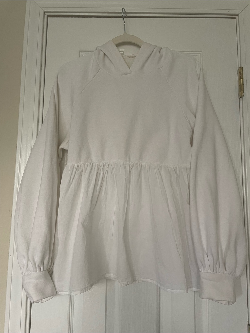Urban‎ Outfitters Cream Hoodie Top with Peplum Detail